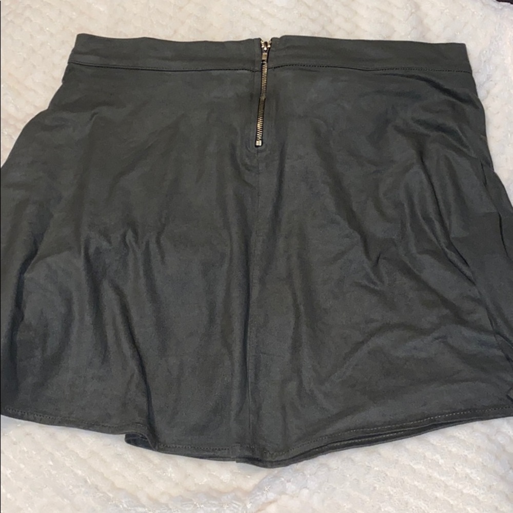 Forest Green, Faux Suede, Zip Back Skirt. Like New